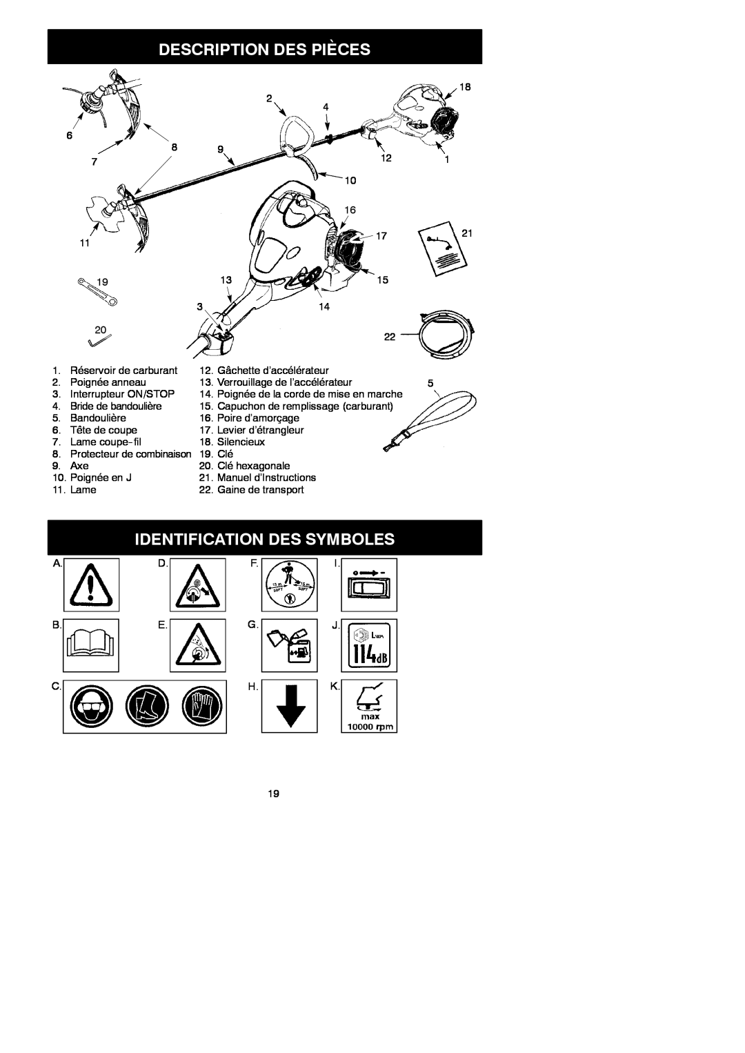 McCulloch MAC 250 L instruction manual Description Des Pièces, Identification Des Symboles 