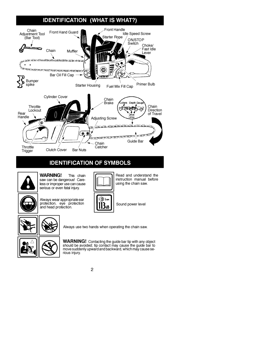 McCulloch MAC 838 instruction manual Identification What is WHAT?, Identification of Symbols 