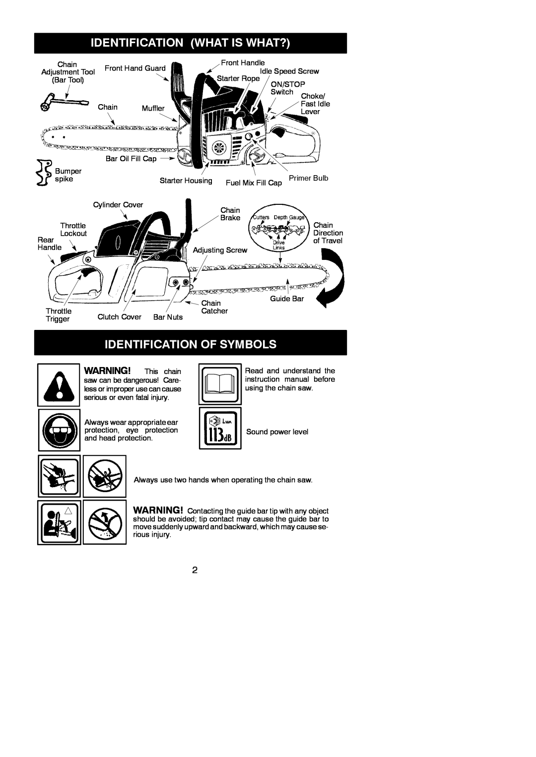 McCulloch MAC 838 instruction manual Identification What Is What?, Identification Of Symbols 