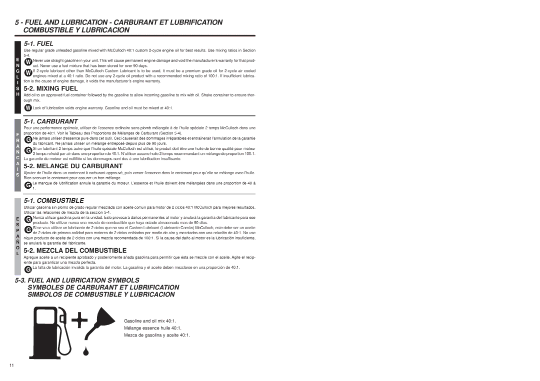 McCulloch MB3200 user manual 