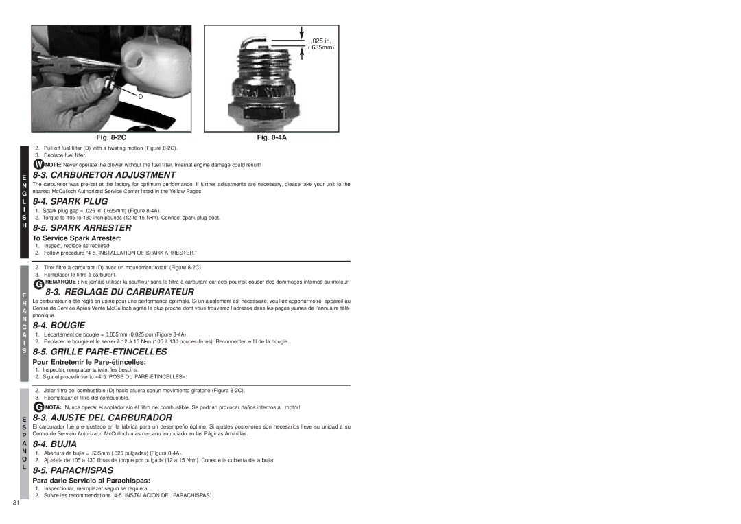 McCulloch MB3200 user manual 