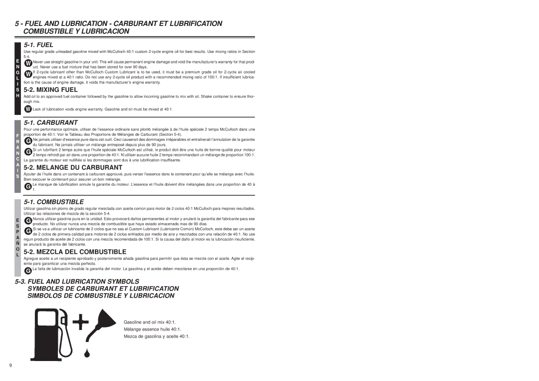 McCulloch MB3202 user manual 