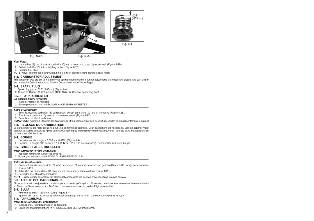 McCulloch MB3202 user manual 