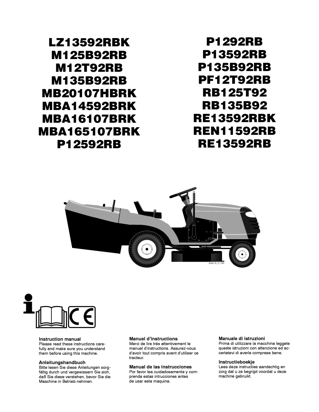 McCulloch MBA165107BRK, M12T92RB instruction manual Anleitungshandbuch, Manuel d’instructions, Manual de las instrucciones 