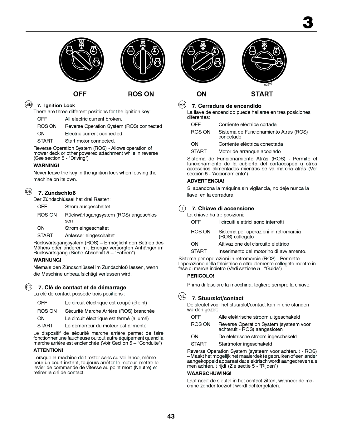 McCulloch RE13592RB, MBA16107BRK Zündschloß, Clé de contact et de démarrage, Cerradura de encendido, Chiave di accensione 