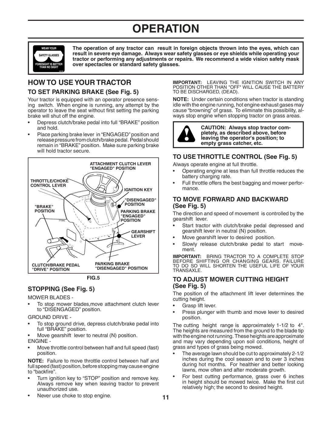 McCulloch MC1136B manual HOW to USE Your Tractor 