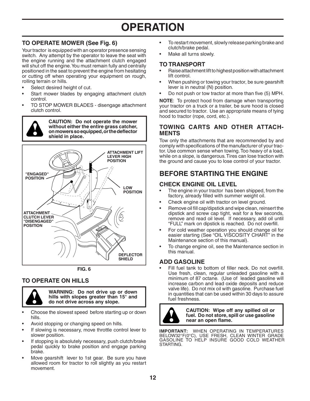 McCulloch MC1136B manual Before Starting the Engine 