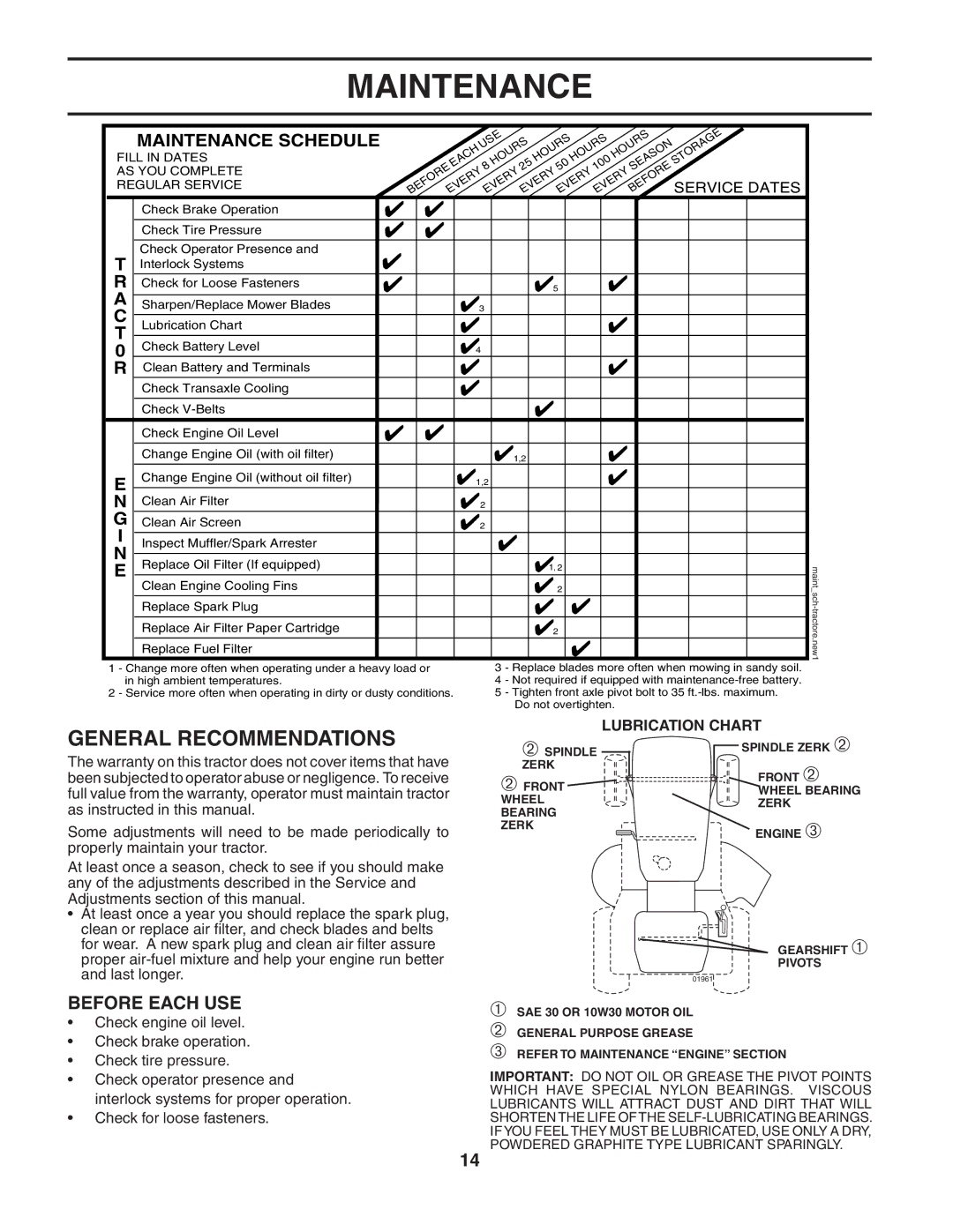 McCulloch MC1136B manual Maintenance, General Recommendations, Before Each USE 