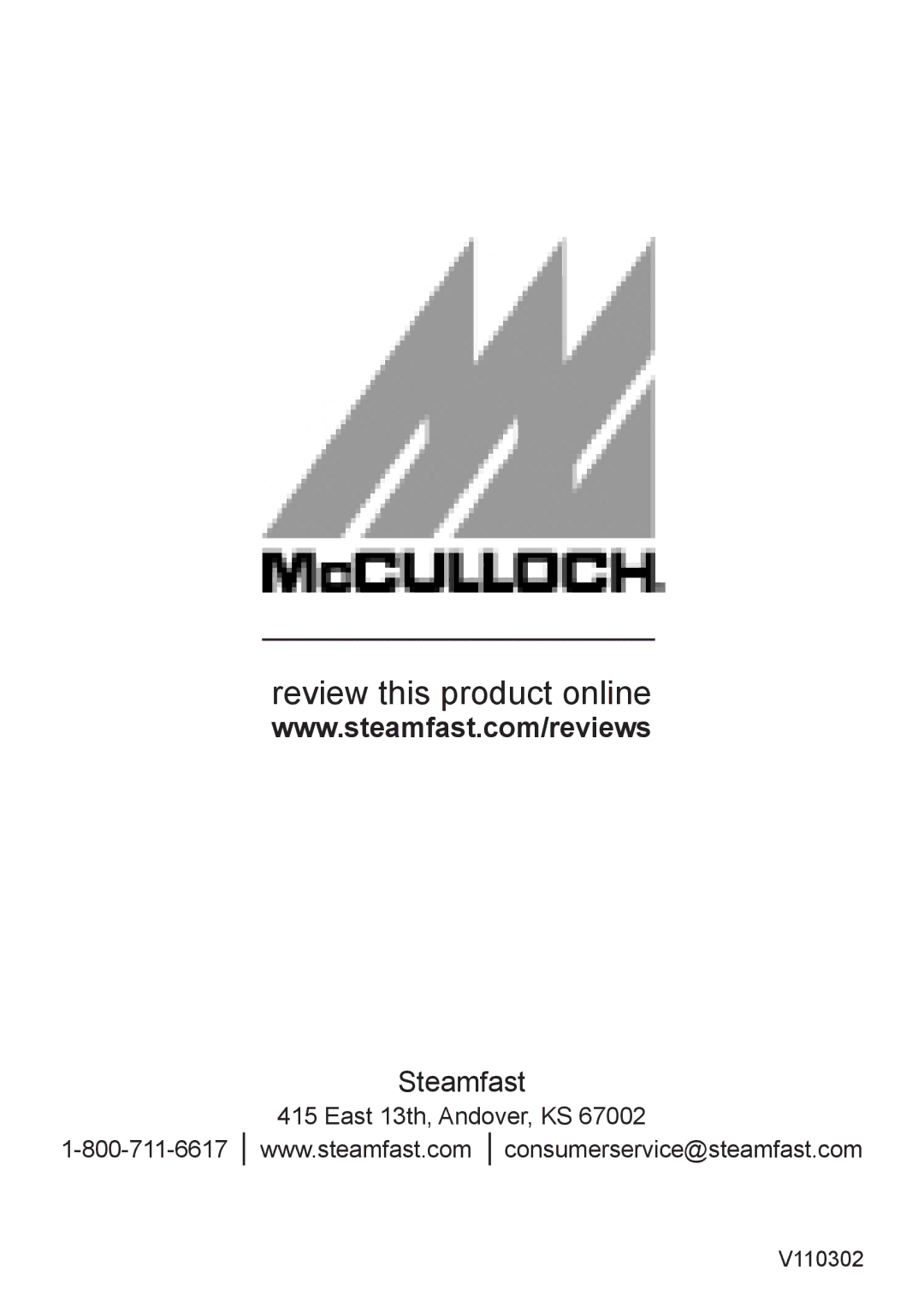 McCulloch MC1226 warranty Review this product online 