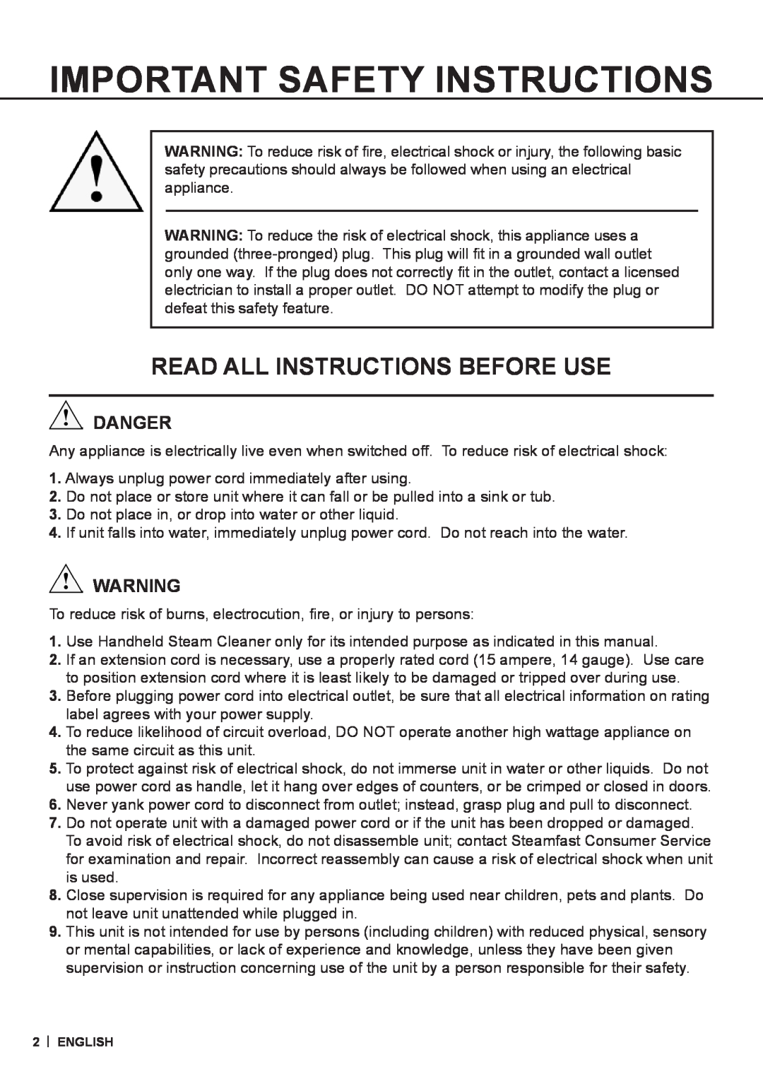 McCulloch MC1226 warranty Important Safety Instructions, Danger, Read All Instructions Before Use 