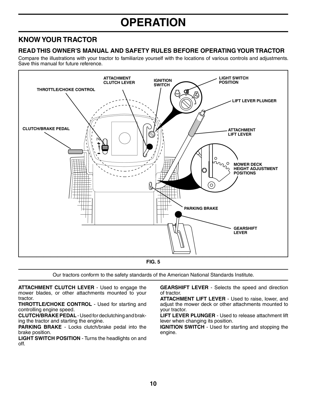 McCulloch MC1236STA manual Know Your Tractor 