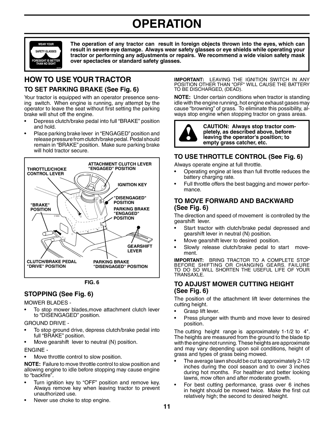 McCulloch MC1236STA manual HOW to USE Your Tractor 