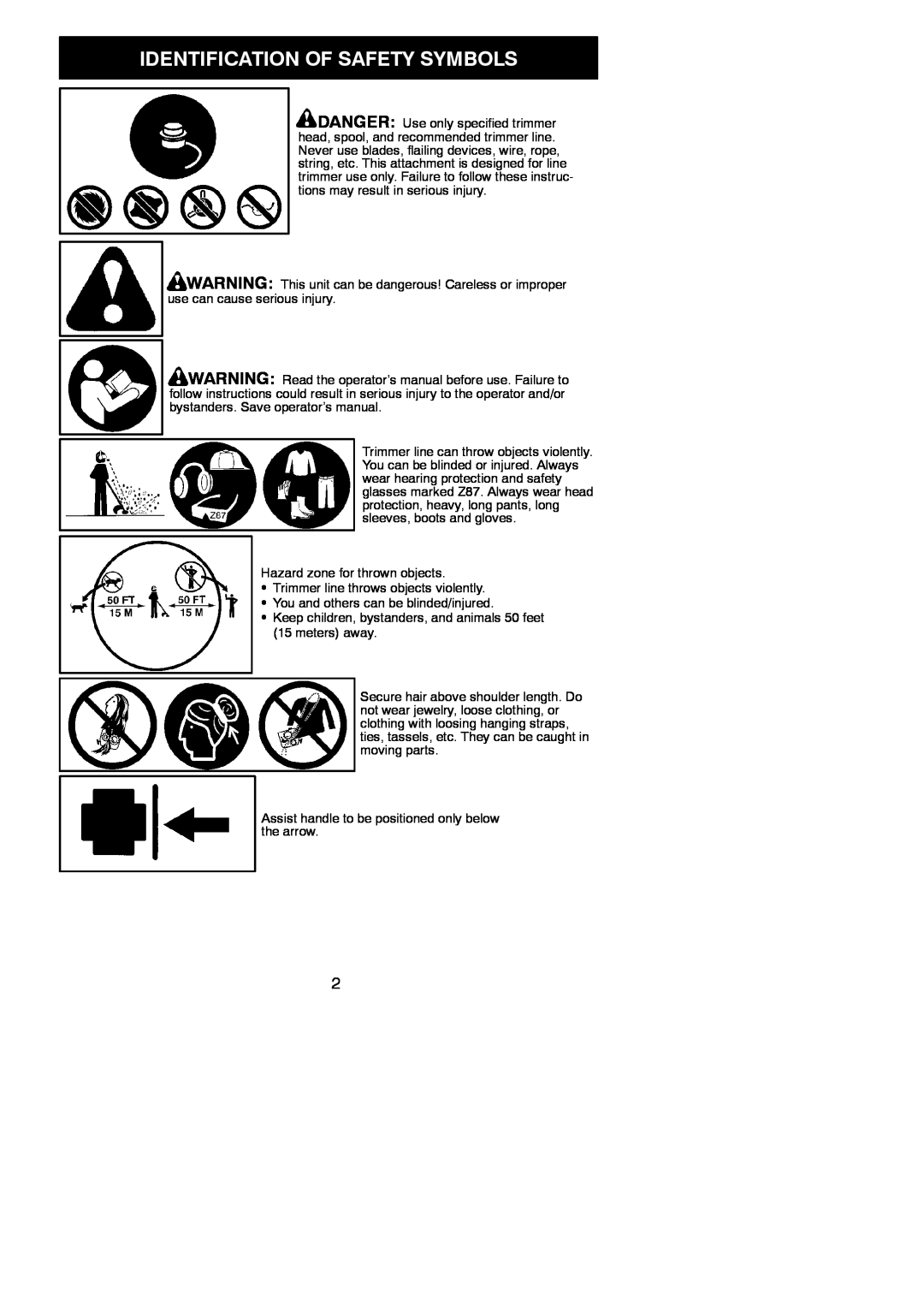 McCulloch 115376827, MC125, 966625001 instruction manual Identification Of Safety Symbols 