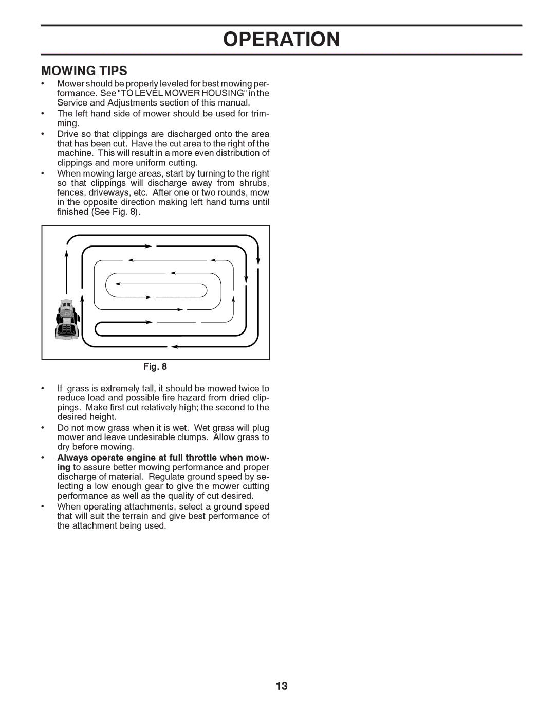 McCulloch 96012010300, MC13538LT manual Mowing Tips 