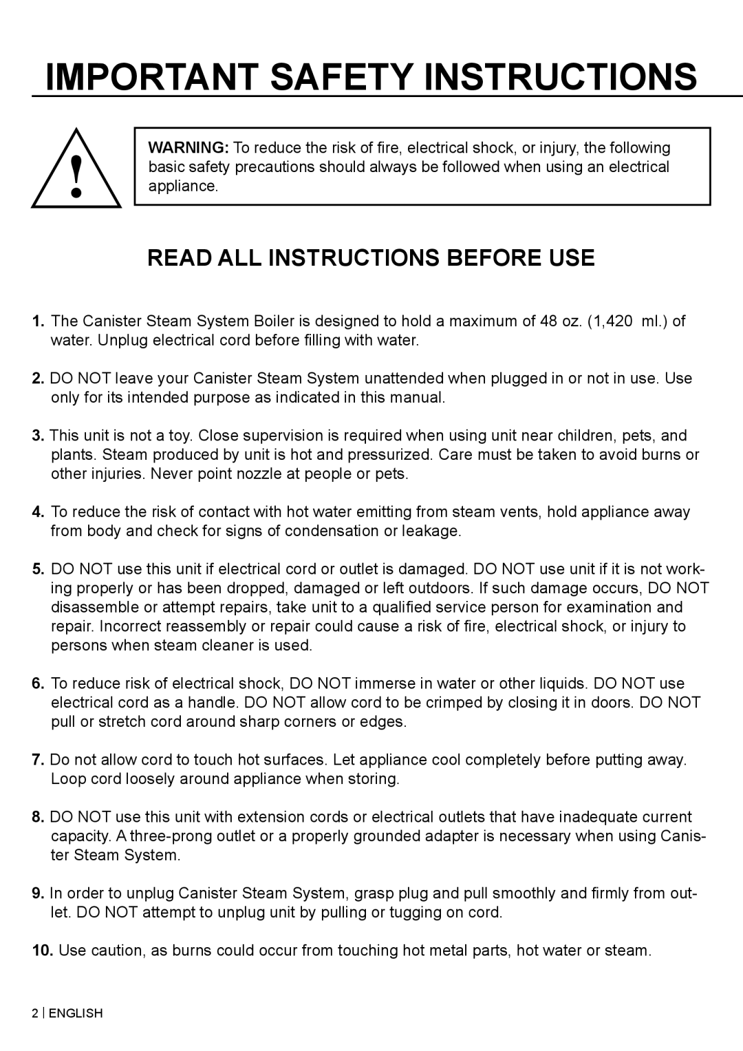 McCulloch MC1375 warranty Important Safety Instructions 