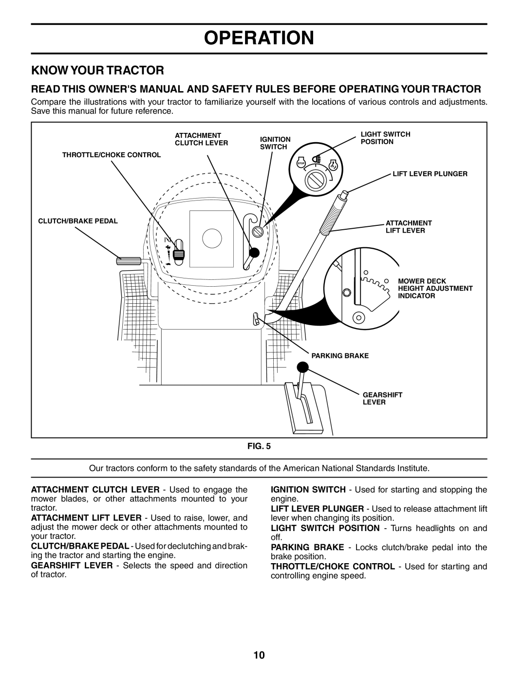 McCulloch MC1538ST manual Know Your Tractor 