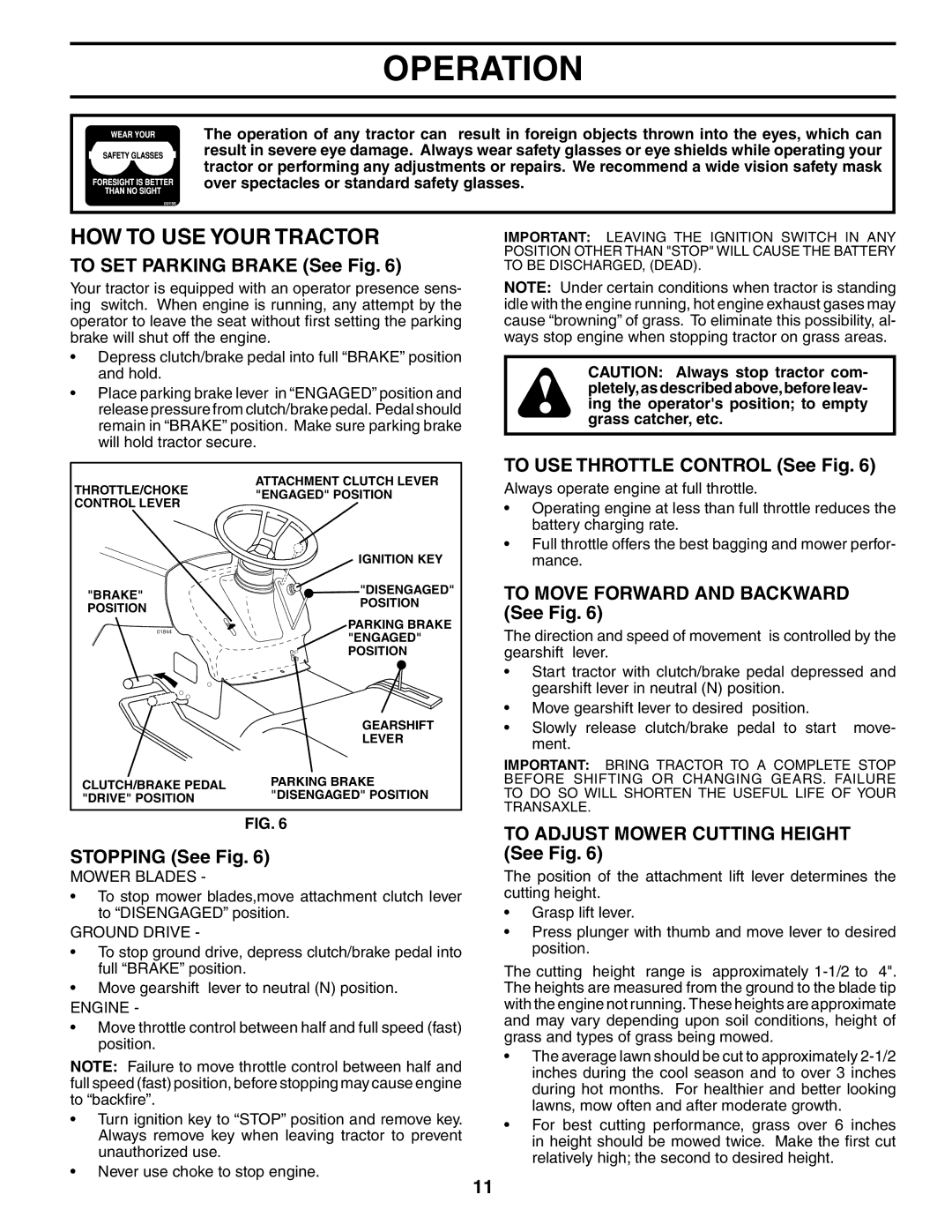 McCulloch MC1538ST manual HOW to USE Your Tractor 