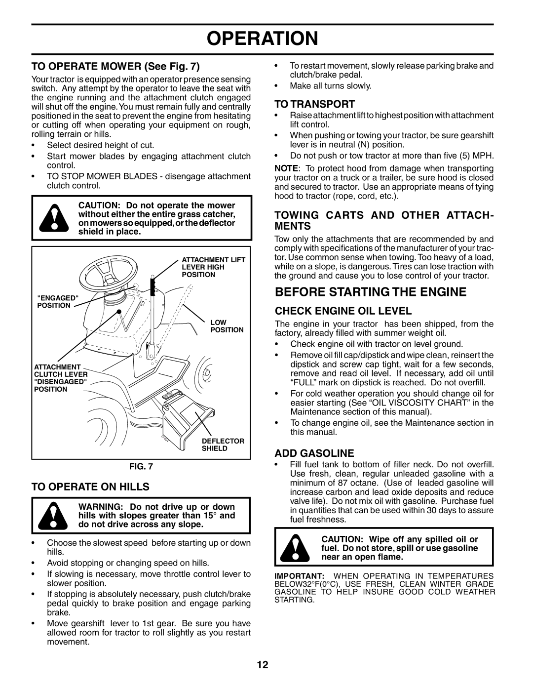 McCulloch MC1538ST manual Before Starting the Engine 