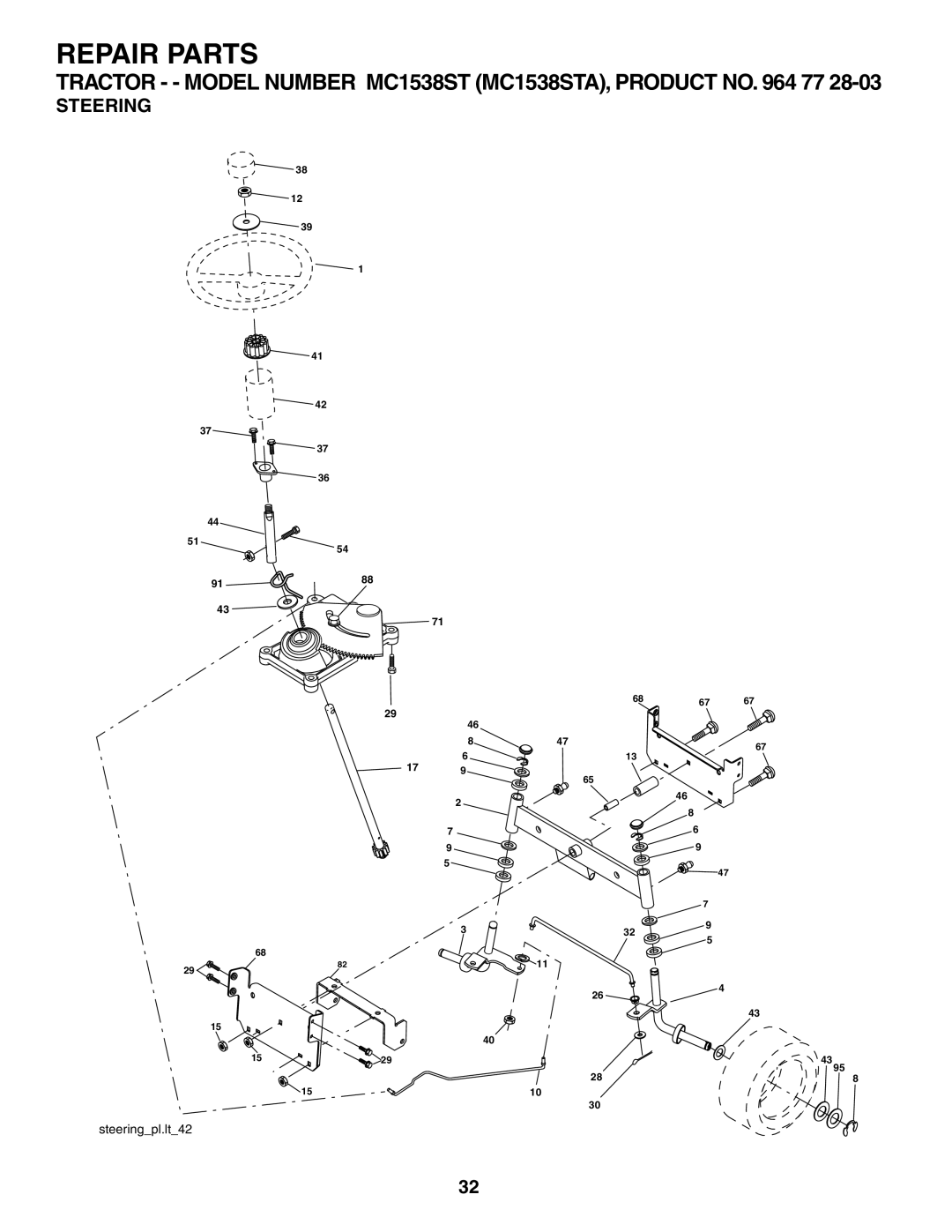 McCulloch MC1538ST manual Steering 