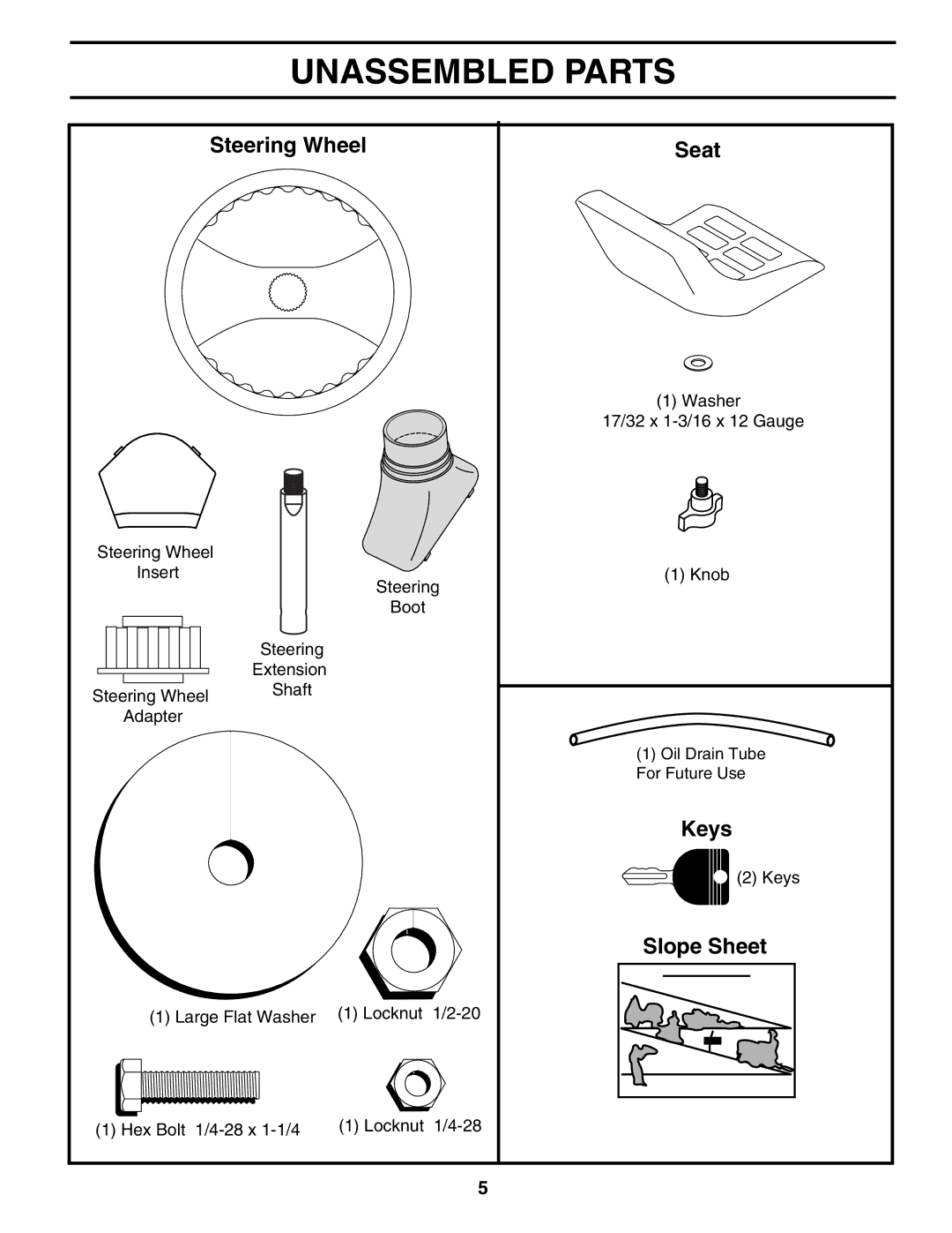 McCulloch MC1538ST manual Unassembled Parts, Steering Wheel 