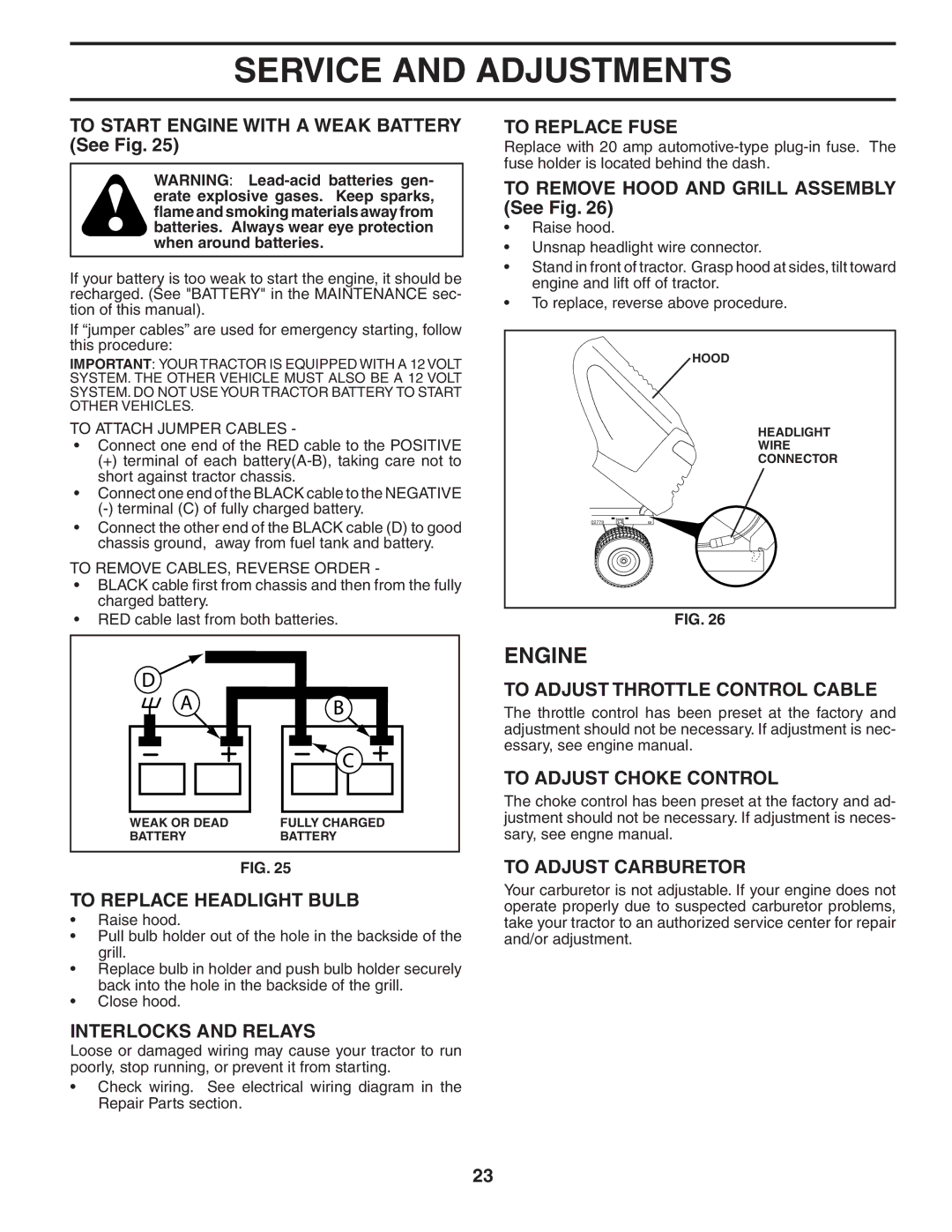 McCulloch 96011013201 To Replace Fuse, To Adjust Throttle Control Cable, To Adjust Choke Control, Interlocks and Relays 