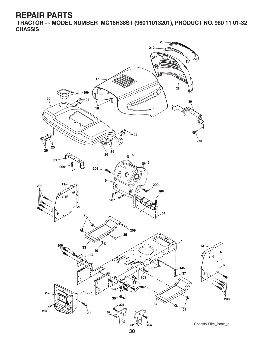 McCulloch MC16H38ST, 96011013201 manual Chassis 