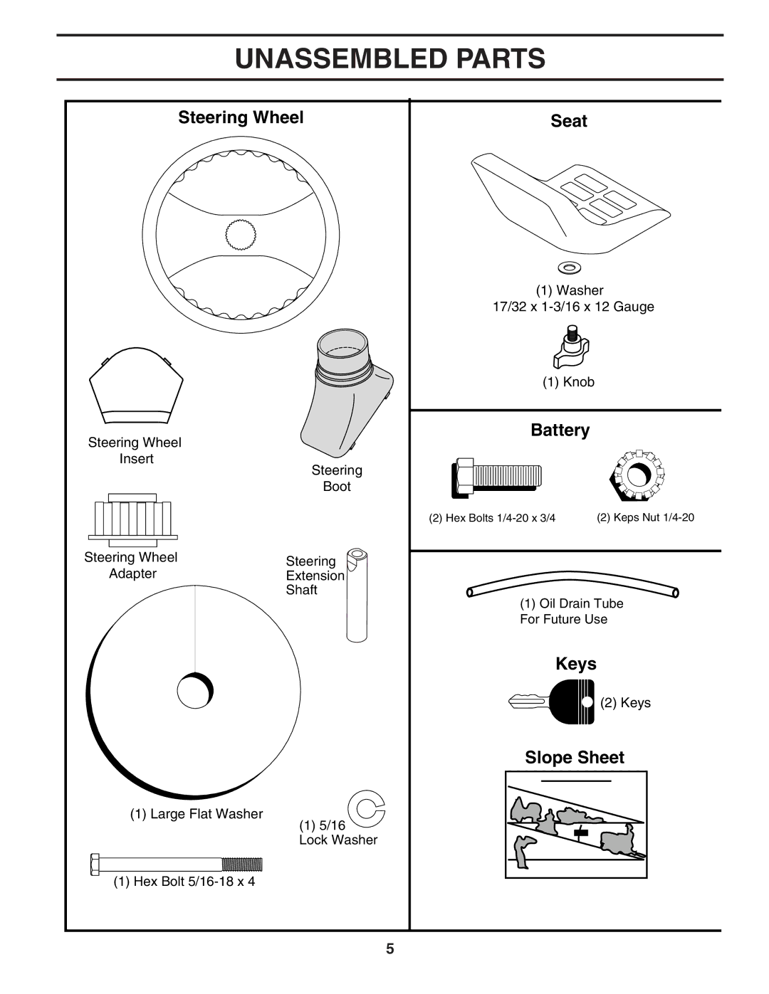 McCulloch 96011013201, MC16H38ST manual Unassembled Parts, Battery 