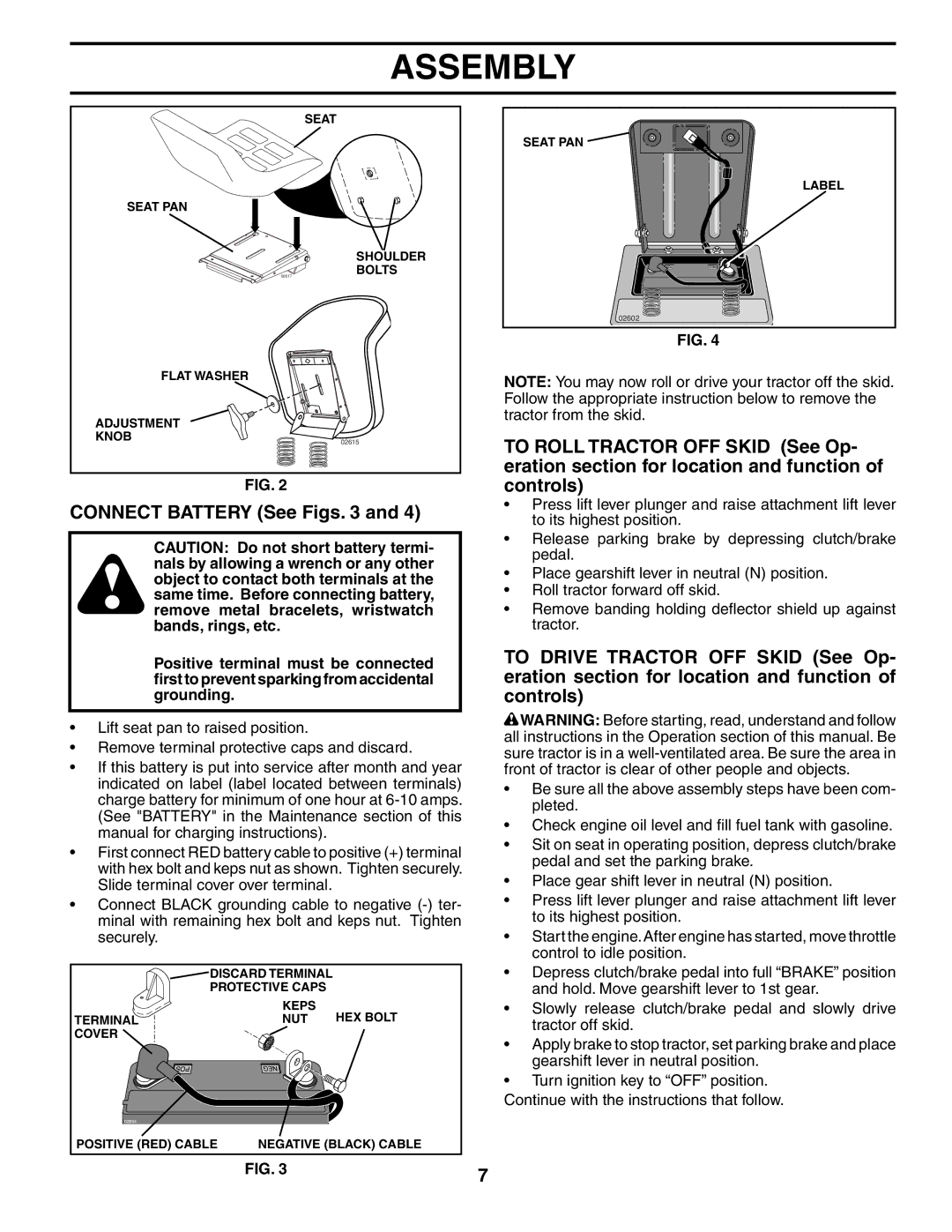 McCulloch MC17542STA manual Connect Battery See Figs 