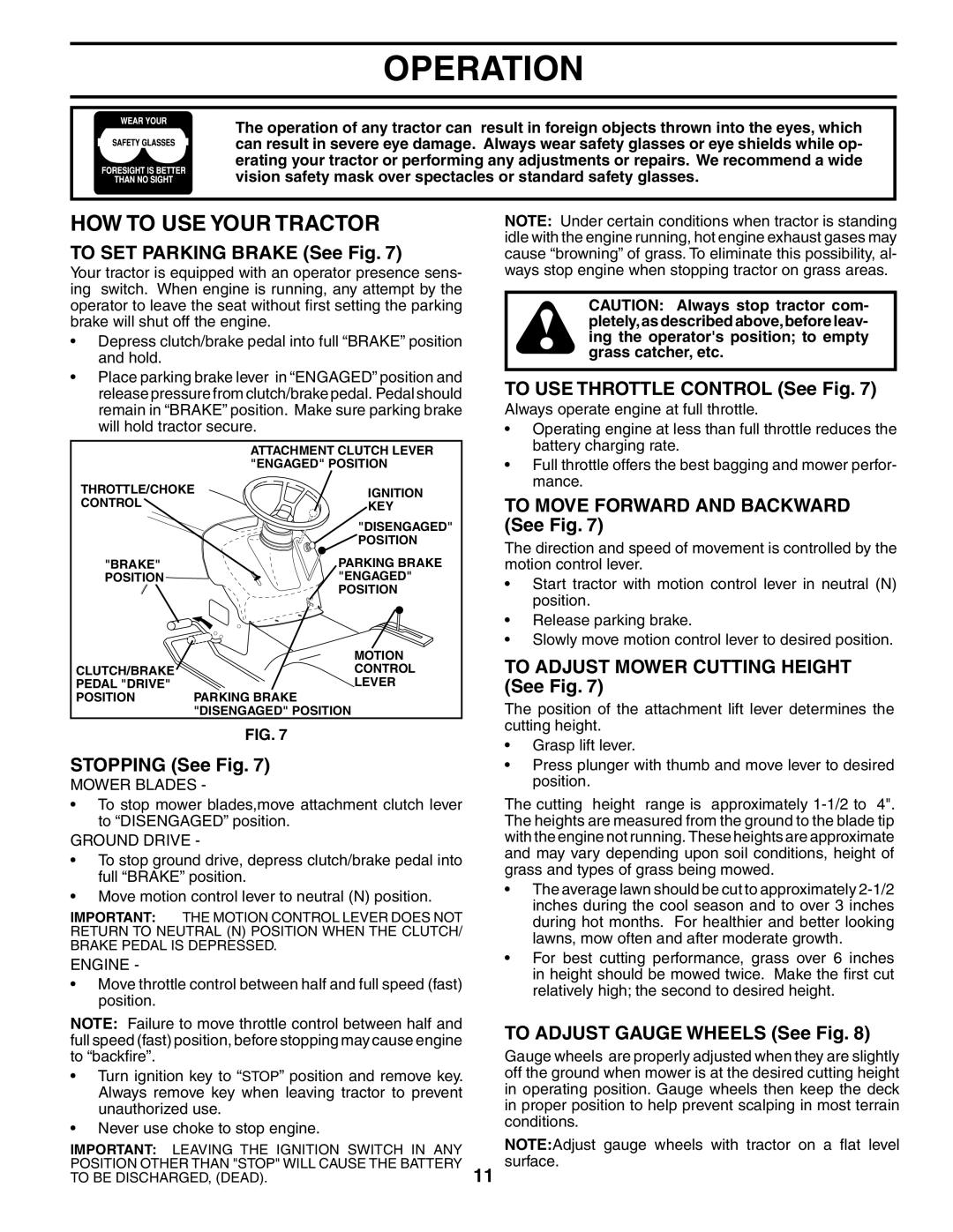 McCulloch MC175H42STA manual HOW to USE Your Tractor 