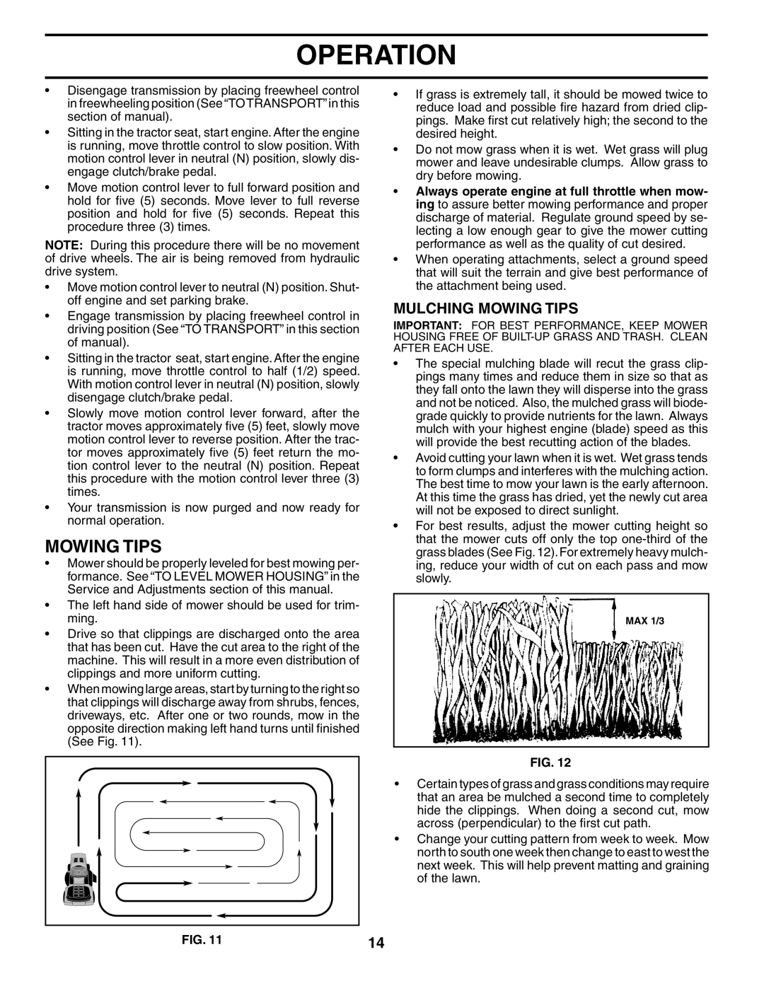 McCulloch MC175H42STA manual Mulching Mowing Tips 