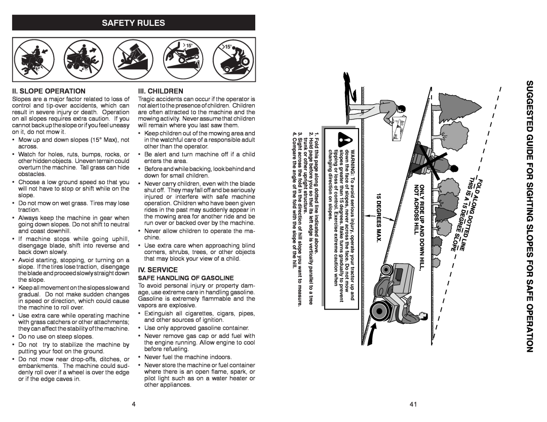 McCulloch MC30 Suggested Guide For Sighting Slopes For Safe Operation, Ii. Slope Operation, Iii. Children, Iv. Service 