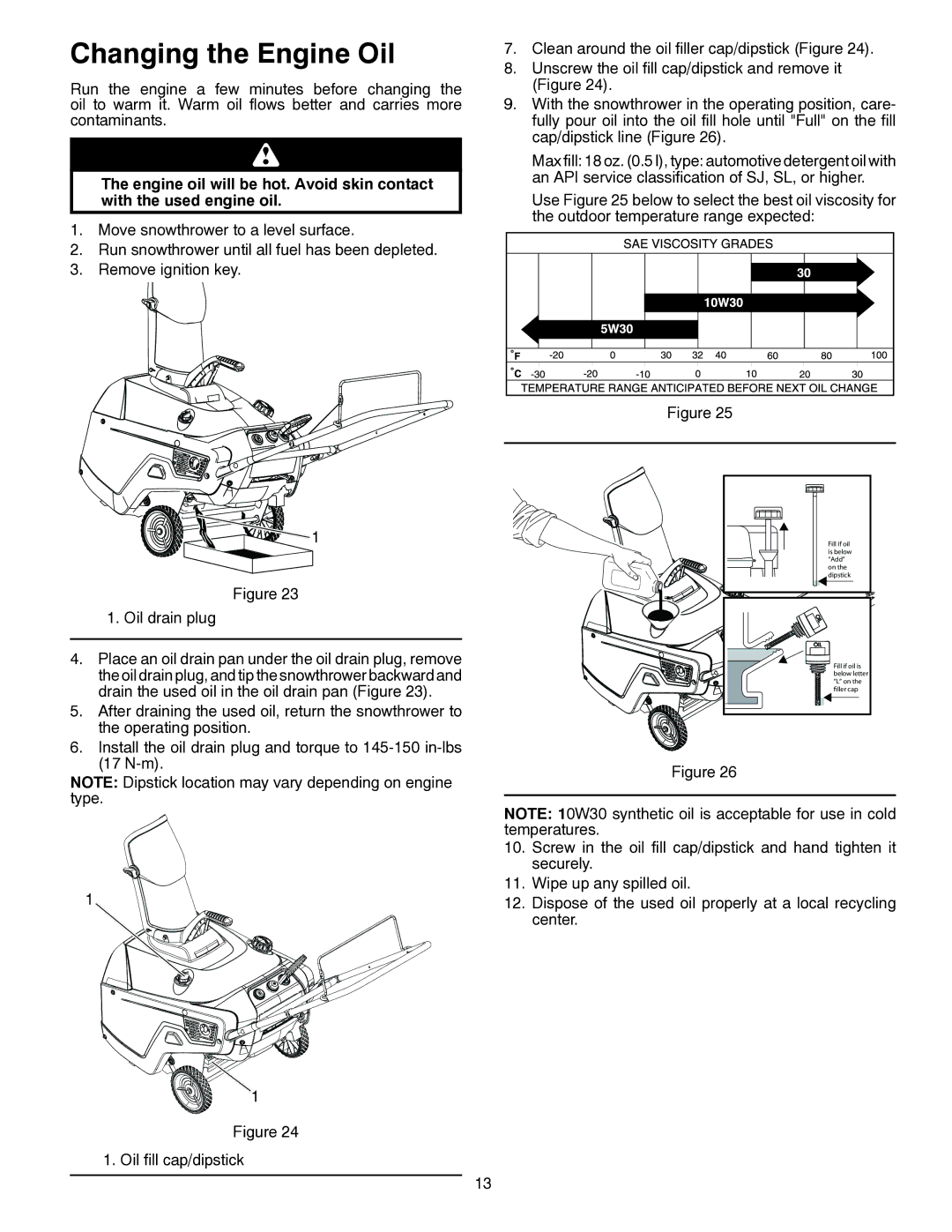 McCulloch 96182000500, MC621 owner manual Changing the Engine Oil 