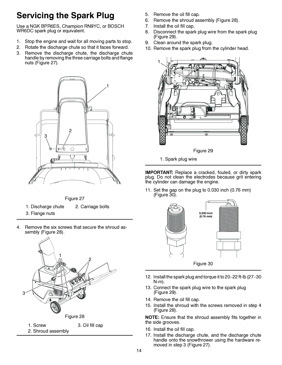 McCulloch MC621, 96182000500 owner manual Servicing the Spark Plug 