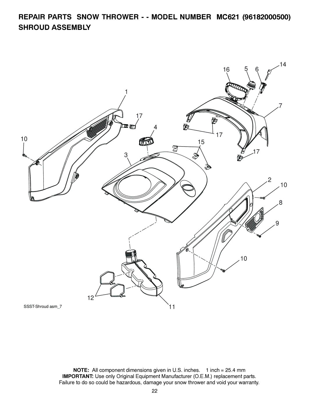 McCulloch MC621, 96182000500 owner manual SSST-Shroud asm7 