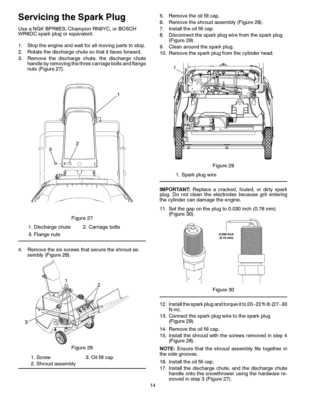 McCulloch MC621ES, 96182000600 owner manual Servicing the Spark Plug 