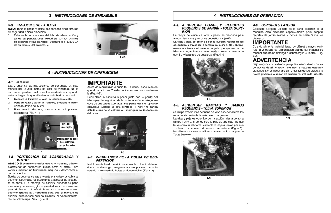 McCulloch MCS2001 user manual Importante, Instrucciones DE Ensamble Instrucciones DE Operacion 