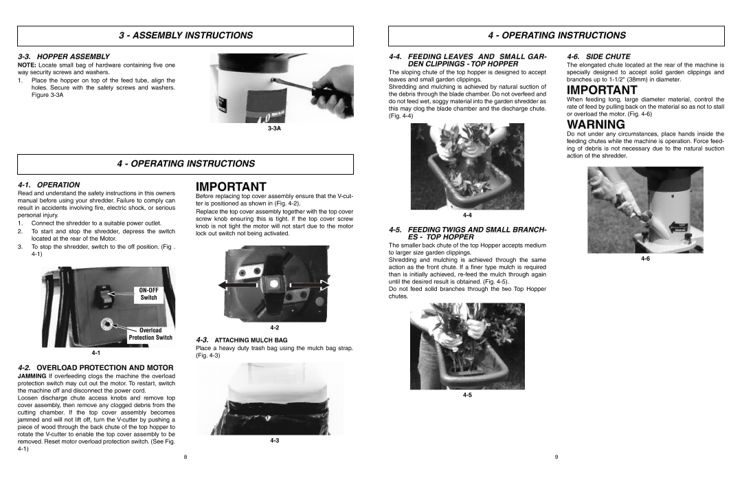 McCulloch MCS2001 user manual Assembly Instructions Operating Instructions 