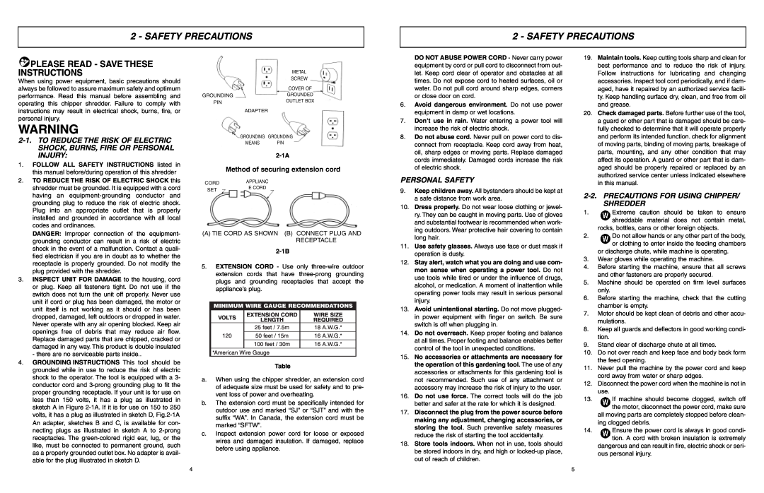 McCulloch MCS2001 user manual Safety Precautions, Please Read - Save These Instructions, Personal Safety 