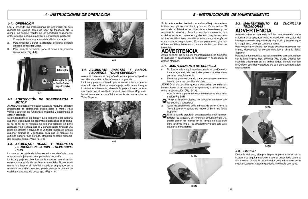 McCulloch MCS2003, 6096-200317, 966994701 user manual Instrucciones DE Operacion Instrucciones DE Maintenimiento 