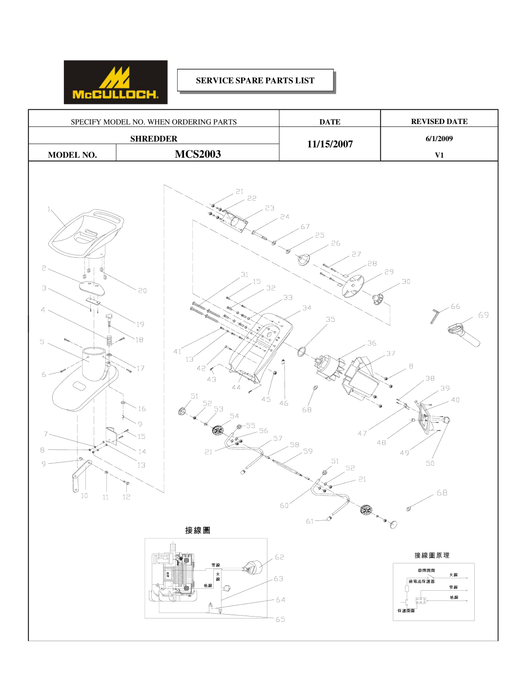 McCulloch 966994701, MCS2003, 6096-200317 user manual 11/15/2007 