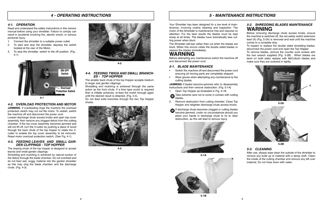 McCulloch 966994701, MCS2003, 6096-200317 user manual Operating Instructions Maintenance Instructions 