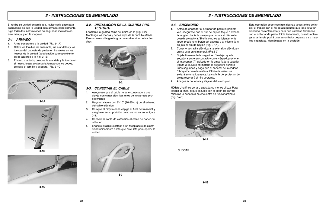 McCulloch MCT2024 Instrucciones DE Enemblado, Armado, Instalación DE LA Guarda PRO- Tectora, Conectar EL Cable, Encendido 