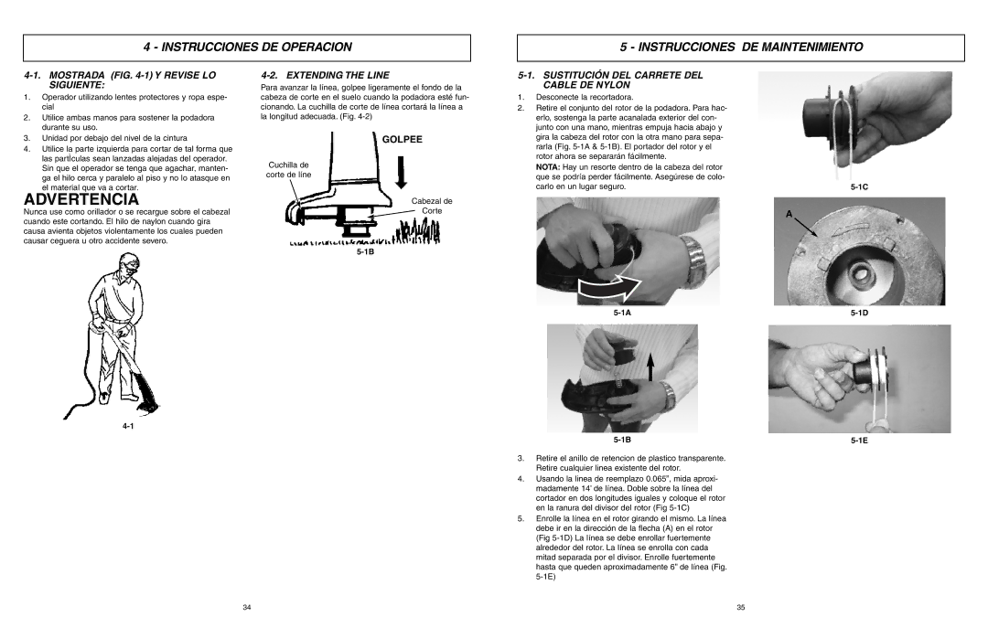 McCulloch MCT2024 Instrucciones DE Operacion Instrucciones DE Maintenimiento, Mostrada -1 Y Revise LO Siguiente, Golpee 