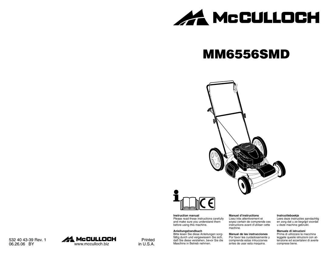 McCulloch MM6556SMD instruction manual 