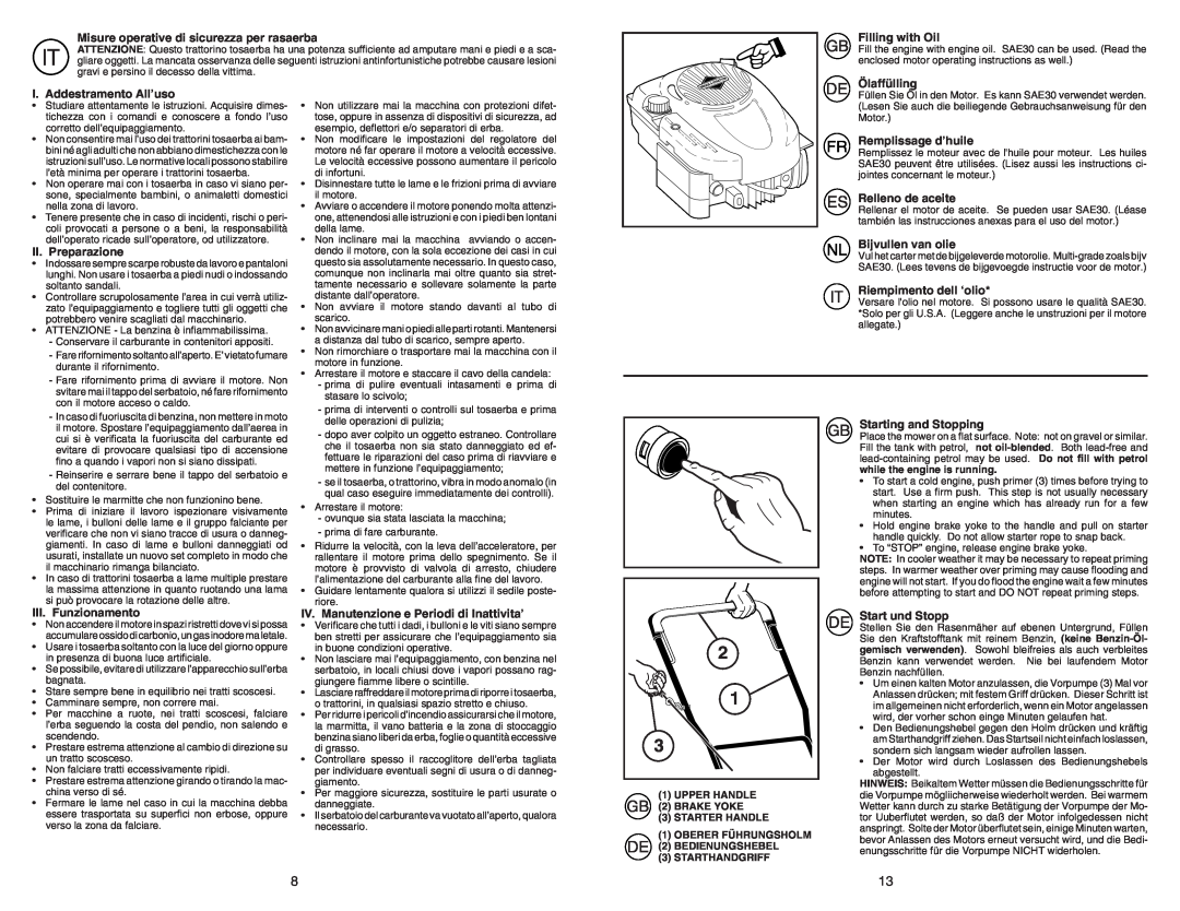 McCulloch MM6556SMD instruction manual Misure operative di sicurezza per rasaerba 