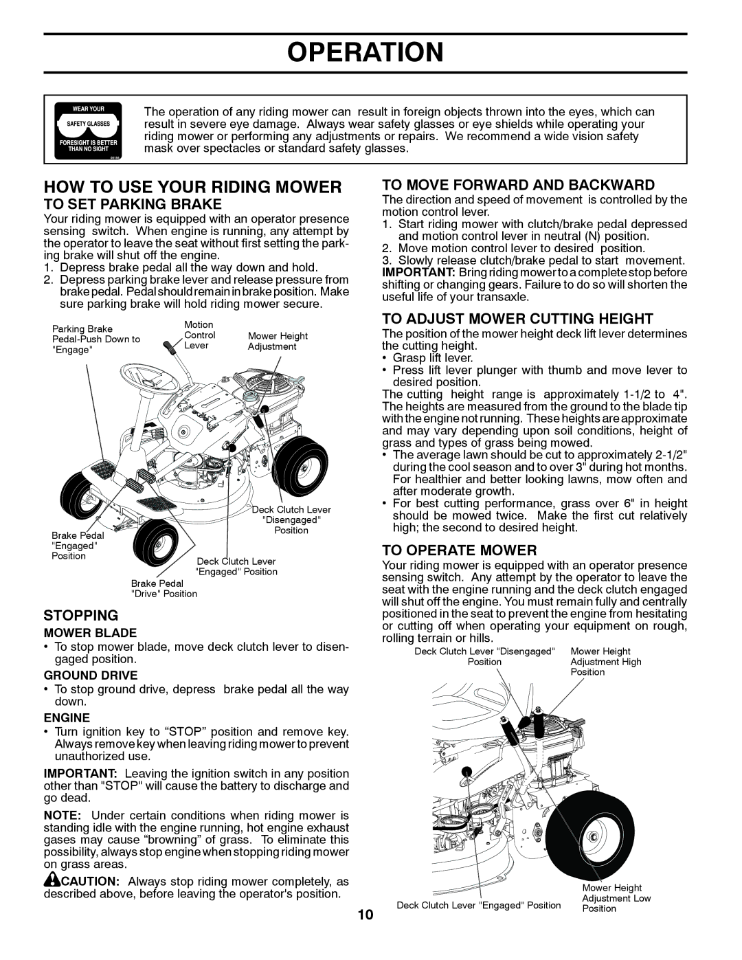 McCulloch 96021000900, MOWCART 66, 532 43 67-90 manual HOW to USE Your Riding Mower 