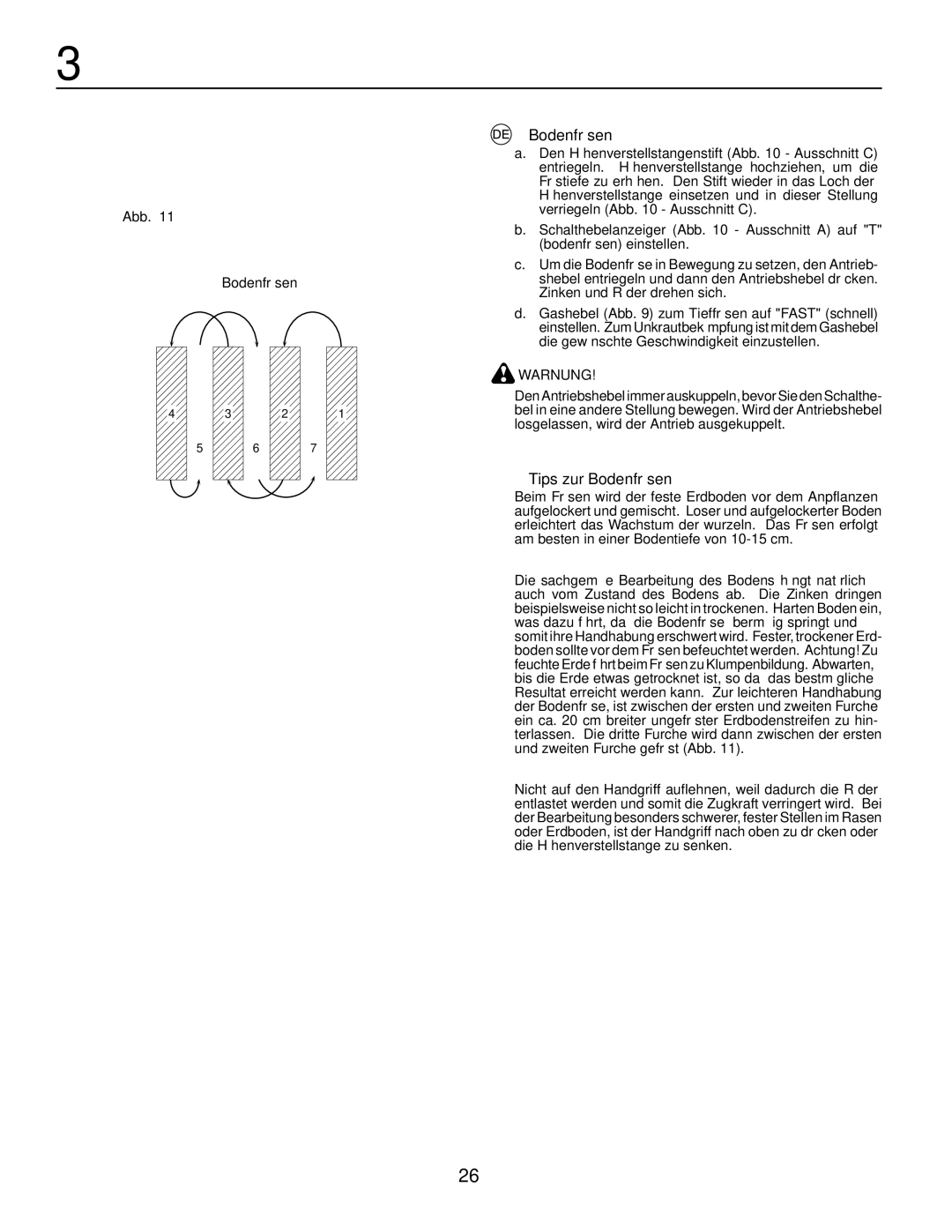 McCulloch MRT6 instruction manual Tips zur Bodenfräsen, Abb Bodenfräsen 