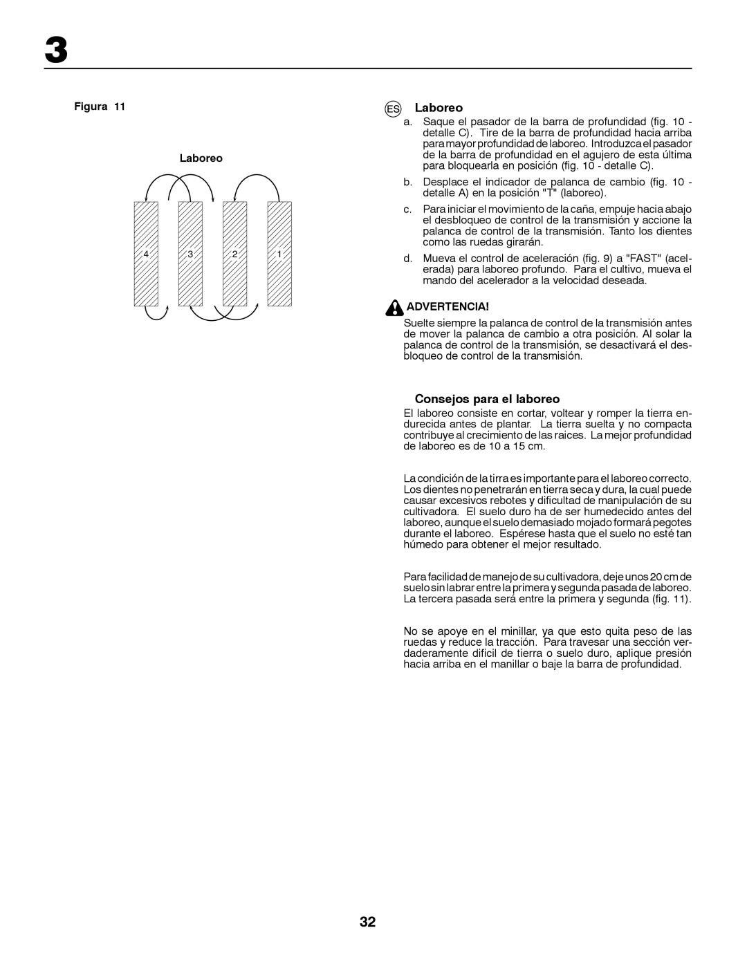 McCulloch MRT6 instruction manual Laboreo, Consejos para el laboreo 