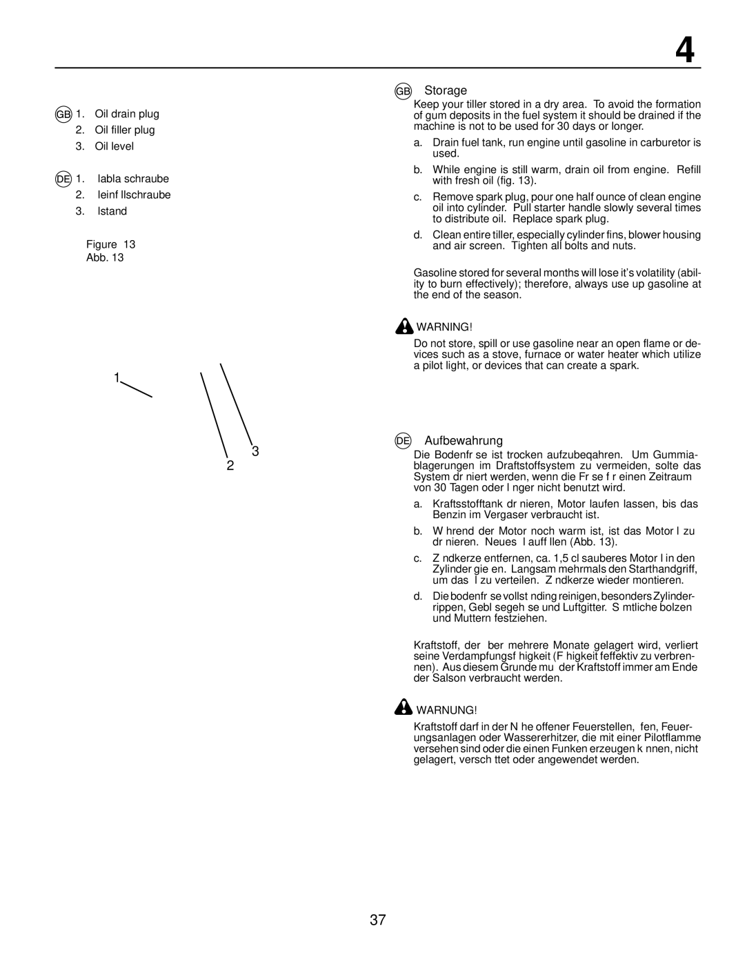 McCulloch MRT6 instruction manual Storage, Aufbewahrung 