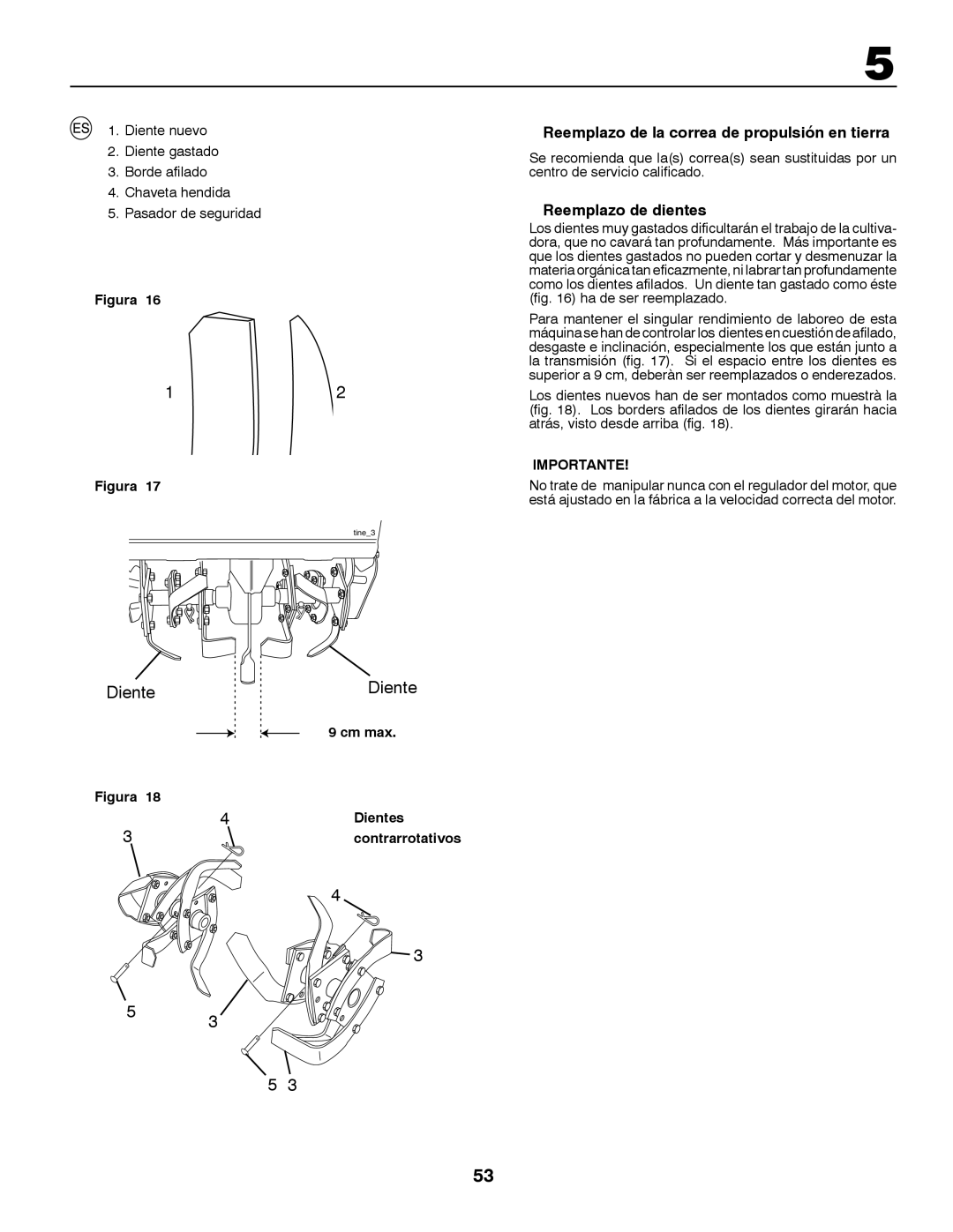McCulloch MRT6 instruction manual Reemplazo de la correa de propulsión en tierra, Reemplazo de dientes 